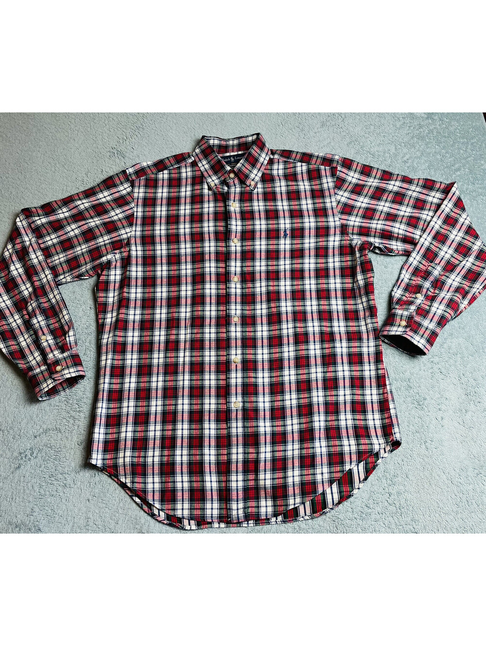 Ralph Lauren Button Down Shirt, Red Plaid, Long Sleeve, Large, L